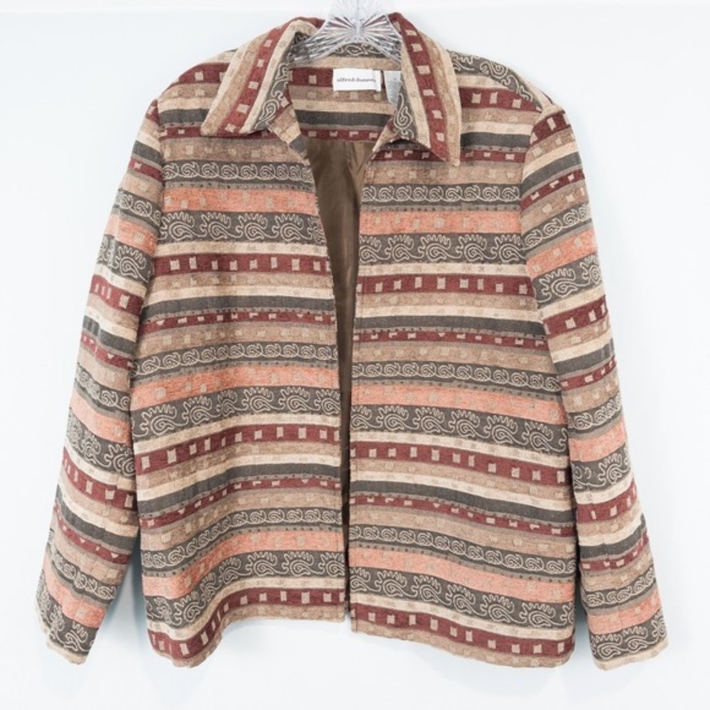 Alfred Dunner Open Front Tapestry Jacket Womens 18 Lined Boho Artsy Indie Earthy